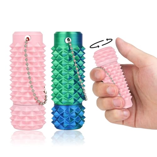 Little Ouchies Pain Stim Fidget Toy, 3D Printed Pocket Spiky Keychain with Clicker Button Spinner Sensory Toys for Anxiety Focus & Stress Reduction Novelty Gifts(F2)