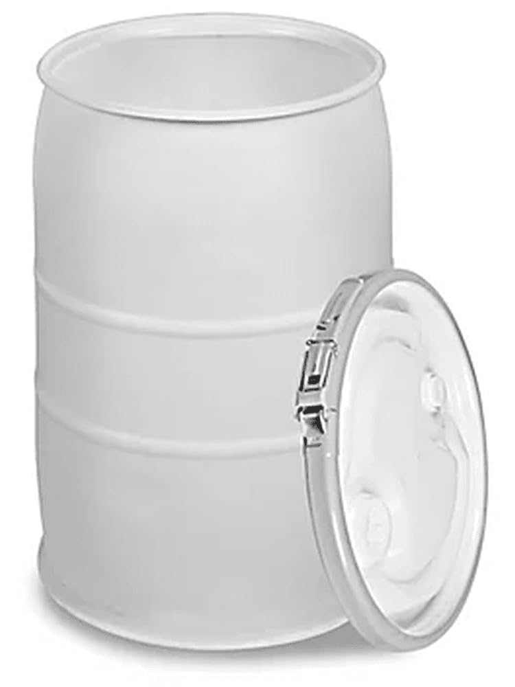 Get the Sturdy and Secure Storage Solution You Need - Store your solids securely with the 30 Gal Plastic Drum Open Top lever-lock ring