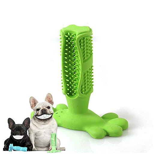 CHPOO Dog Chew Toothbrush Teeth Stick Toothbrush Cleaning Toys Pet Dental Oral Care Natural Rubber Bite Resistant Chew Dog Toys (M, 2-Green M)