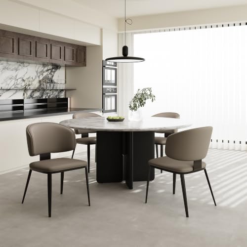 Image of Dining Chairs Set of 4 Faux Leather Dining Chairs, Milk Coffee