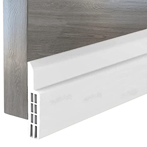 Burlete Bajo Sella Puertas Exterior e Interior, Aislante para Entrada de Agua ypara El Frio, Adhesivo de Silicona Aislamiento Acústico/Prueba de Viento/Anti-bug 1m, Blanco