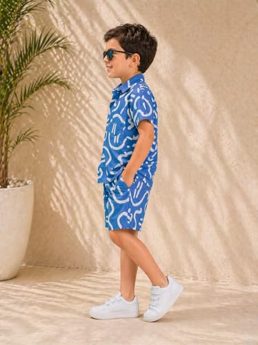 Image of superminis Boys Co-Ord Set Rayon Shirt & Shorts Set (2-10 Years) | Printed Summer Coord Set for Boys | Casual Outfit with Pockets | Comfortable Kids Matching Set
