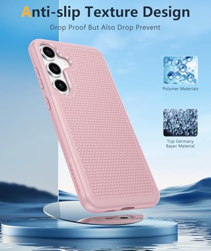 Image of FNTCASE for Samsung Galaxy S25 Case: Dual Layer Heavy Duty Cell Phone Protective Cover Shockproof Rugged with Non-Slip Textured - Military Drop Protection Bumper Tough - 2025, 6.2 inch (Sakura Pink)
