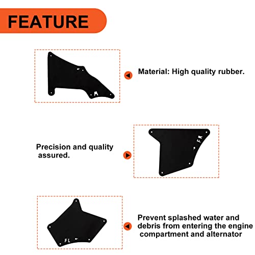 Ecotric Splash Shield Compatible With 2003-2009 Toyota 4Runner With Clips Fender Liner Guard Seals Splash Guard 4 Pcs #TOP7