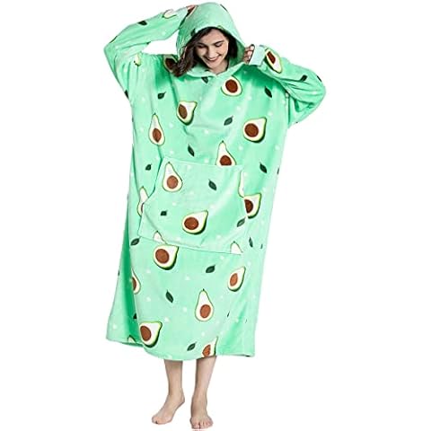 Wearable Blanket Throw Oversized Hoodie Sweatshirt Womens Soft Warm And Comfortable Long Hooded Blanket Adult With Front Pocket Sofa Fleece Pajamas Christmas Pjs Cosplay Costume (One Size, Avocado) Cover
