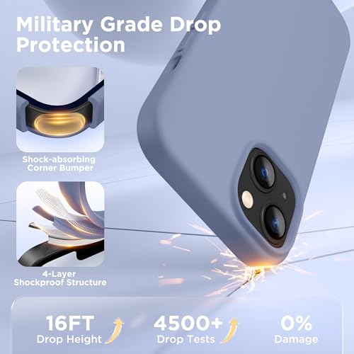 GolbinBox Magnetic for iPhone 13 Case & iPhone 14 Case, Compatible with MagSafe, [Soft Anti-Scratch Microfiber Lining], Slim Liquid Silicone Shockproof Protective Phone Case 6.1 inch, Lavender Gray by GolbinBox - Image 5