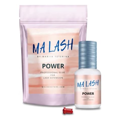 MA LASH Power Eyelash Extension Adhesive Glue - 0.17fl.oz / 5ml - Ultra-Fast 1-Second Drying Time - 8 Weeks Retention - Professional-Grade, Black Cover