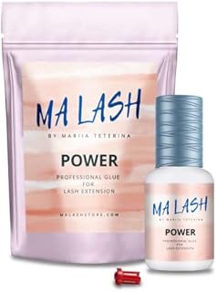 Eyelash Extension Adhesive Glue for lash Extensions, MA LASH Power Professional False Lashes Glue (0.17fl.oz / 5ml) / 1 Sec Fast Drying time/Retention – 8 Weeks/Professional Use Only/Black
