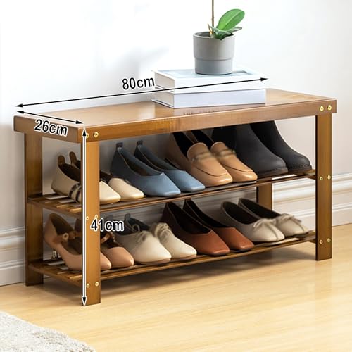 Tabouret à chaussures en bambou rustique 3 niveaux aux finitions soignées