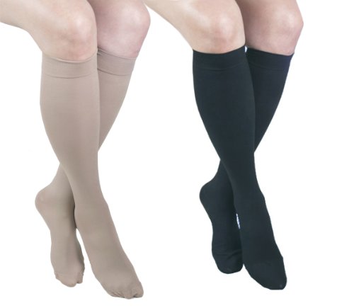 Image of GABRIALLA Microfiber Graduated Compression Knee High Stockings (25-35 mmHg) H-304 2 Pack