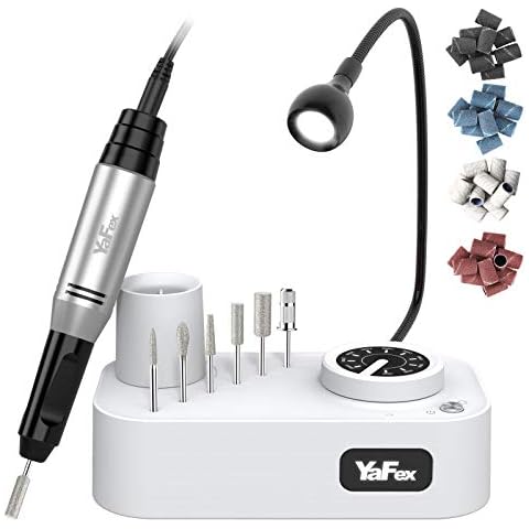 Professional Electric Nail Drill 30000RPM, YaFex E-file Drill Machine for Acrylic Gel Nails, Electric Manicure/Pedicure with 6 Drill Bits, 36 Sanging Bands and a LED Lamp Cover