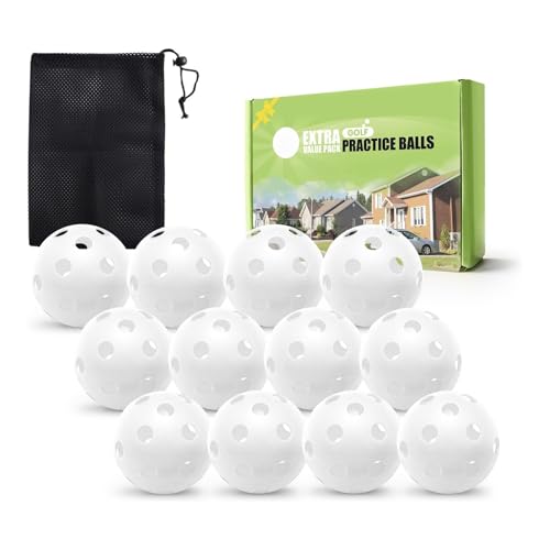 FINGER TEN Practice Golf Balls Limited Flight Training (White, 12 Pack)