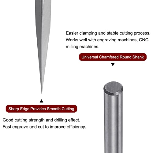 sourcing map VHM Gravierfräser Klingenwinkel 10 Grad, Griffdurchmesser 3,175 mm, Klingendurchmesser 0,1 mm CNC Fasenfräser für PCB, MDF, ABS, PVC, Holz, Sperrholz