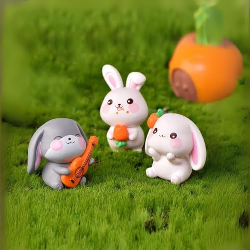 Image of SATYAM KRAFT 2 Set (8 Pcs) Rabbit Miniature Figurines Showpiece for Him /Her, Home Decor, Table, Car Dashboard | Birthday Return Gift, Festive Decor (Multicolor)