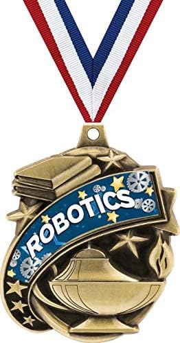 Crown Awards Science Medals - 2" Kudos Robotics Science Fair Award Medals Gold