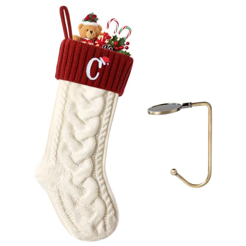 Initial Christmas Stockings,Monogram Letter Stocking Knit Family Stockings