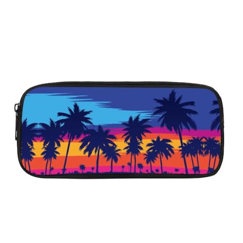 Image of Palm Trees Sunset Pencil Case for Men Women,Large Capacity Pencil Box for Boys Girls,Pencil Case Pouch with Zipper for School Work Travel