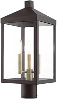 Vista 1 de Livex Iluminación 3 Luz Bronce Exterior Poste Top Linterna Latón