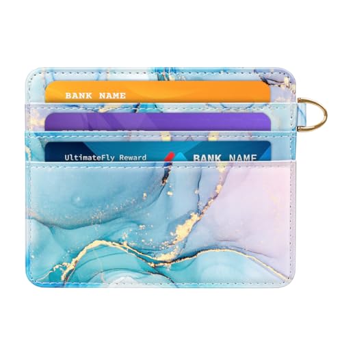 Image of Slim Minimalist Pocket Credit Card Holder Wallet Women | RFID Blocking Lightweight Thin Small Cute Card Cases, Gradient Marble
