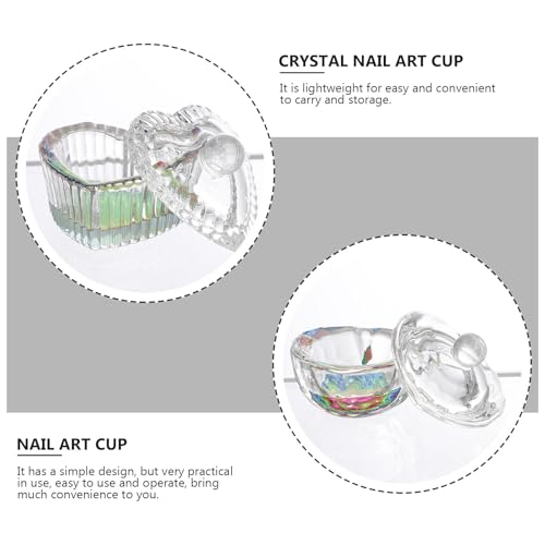 Sewroro 2pcs Copas de Cristal para Arte de Uñas con Tapa miniatura 3