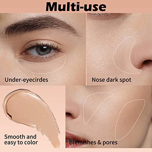 Boobeen Concealer Pencil, Contour Highlighter Stick Makeup Waterproof Full Coverage Foundation Multi-Use Creamy Matte Concealer Pen With Sponge Brush Head #TOP2