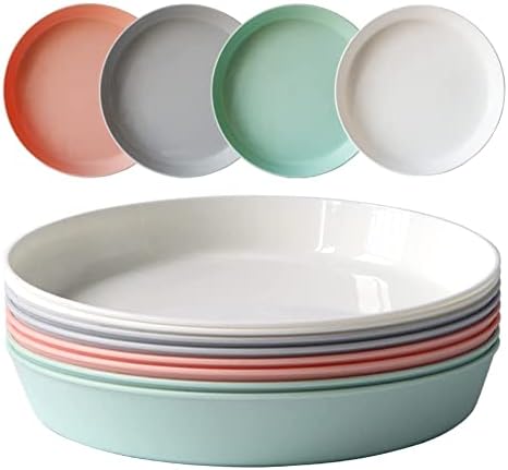 greenandlife 8 Pcs Dinner Plates, 10 inch Reusable Plastic Plates, Dishwasher & Microwave Safe PP Plates, Lightweight & Unbreakable, BPA Free and Healthy for Kids Children Toddler & Adult (23.5cm)