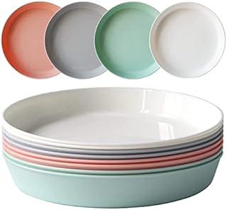 greenandlife 8 Pcs Dinner Plates, 10 inch Reusable Plastic Plates, Dishwasher & Microwave Safe PP Plates, Lightweight & Unbreakable, BPA Free and Healthy for Kids Children Toddler & Adult (23.5cm)