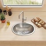 LQS Oval RV Bathroom Sink, 16.73' x 11.81' Stainless Steel Small Oval Kitchen Sink, 5.12' Depth, Undermount/Top Mount RV Kitchen Bar Sink with Sink Drain Assembly