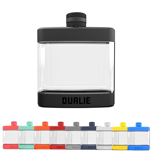 DUALIE 6 oz Hip Flask for Liquor - Undetectable Shatterproof Alcohol Flasks with Clear Tritan