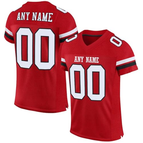 Personalisiert American Football Trikot für Herren Damen Jugend Vorschule Custom Football Jersey Sports Personalisierte Tshirt Printed Team Name & Number & Logo Rot