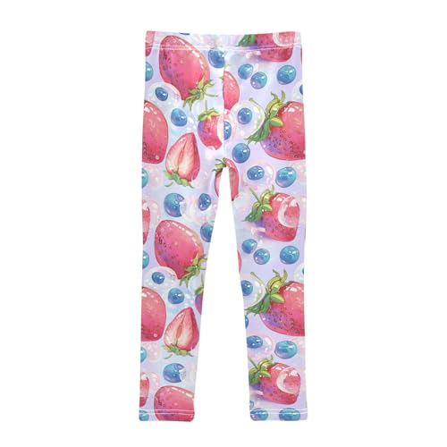 Wusikd Strawberries Girls' Leggings Toddler Doodles Kids Yoga Pants Dance Active Tights 4T2