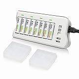 EBL 単3充電池充電器セット 8スロット充電器+単三充電池(2800mAh*8)セット 単3/単4電池 充電式 ニッケル水素/ニカド充電池に対応 単3電池充電器セット