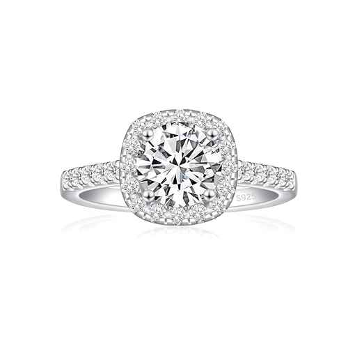 925 Sterling Silver Engagement Rings for Women Cushion Cut Cubic Zirconia Wedding Promise Rings for Her Size 4-12.5