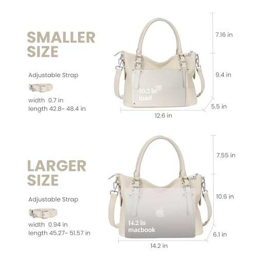 Image of HESHE Leather Purses and Handbag for Women Shoulder Bag Tote Top Handle Bag | Genuine Designer Large Capcity Hobo Crossbody Satchel Travel Work Ladies Zippered Ladies Daily Bag Adjustable Long Strap