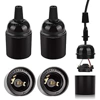 DiCUNO E27 Vintage portalámpara negro, Edison retro lámpara de suspensión, Adaptador de baquelita sólida, Industrial y decorativo para Iluminación de bricolaje, 4 Piezas