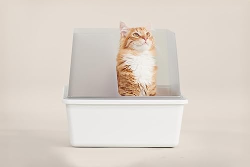 Miniatura 5 de Tuft + Paw Cubby High Sided Cat Litter Box, Open Top, Anti-Stick Plastic, Low Tracking - White/Gray