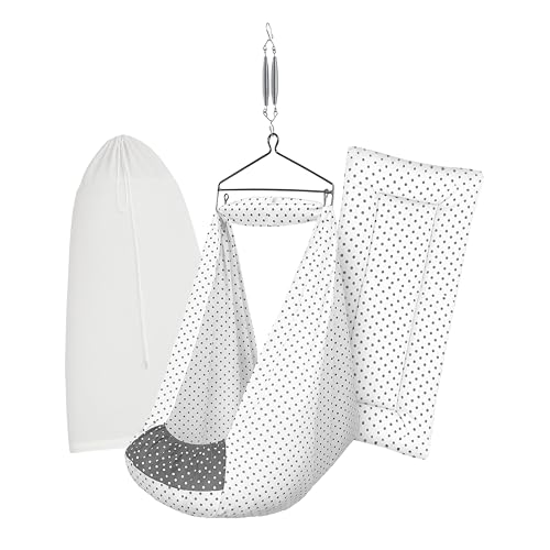 Image of Baby Swing Cradle (Jhula) for Newborns - Cloth Cradle with Removable Mattress, Mosquito Net, Spring & Triangle Hanger | Up to 15 kg | (Light Melanchi)