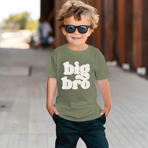 SOFEON Big Brother Shirt Toddler Baby Boy Big Bro Chenille Patch Letter T-Shirt Announcement Tees Summer Short Sleeve Top4