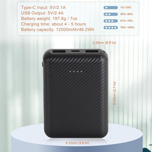 BIAL 12000mAh 5V 2.4A Heated Vest Battery Pack, Power Bank for Heated Vest/Heated Jacket,5v Rechargeable Battery Pack for USB Heated Clothes, Heated Blanket, Jacket, Sleeping Bag,Phone3