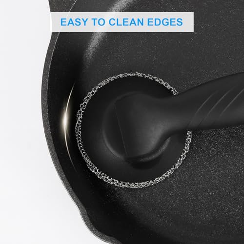 Image of Upgraded Fine-Ring Chainmail Scrubber with 3.5 inch Diameter Large Brush Head and Ergonomic Handle, 316 Stainless Steel Cleaner for Deep Pots, Large Skillets, Heavy Cookware