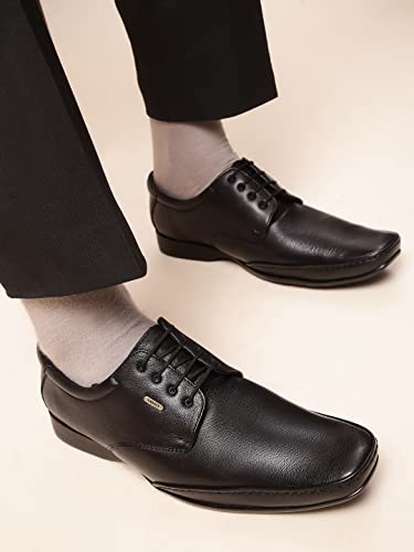 Image of Liberty Healers FL-510 Men's Lacing Formal Derby Shoes - Black & Brown - Synthetic Leather Lace-Up with Cushioned Footbed - Stylish Office & Wedding Footwear - Comfortable and Lightweight