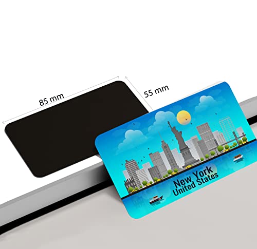 Image of dhcrafts Rectangular Rubber Fridge Magnet /Magnetic Card Blue United States New York Design Pack of 1 (8.6cm x 5.4cm)