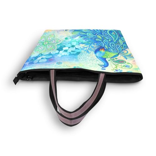 Image of Women Turtle Tote Bag Polyester Handbag Zippered Tote Bag Turtle Tote Purses,Summer Beach Tote Bag
