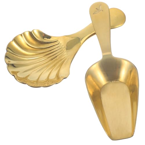 Zerodeko Tea Ceremony Utensils Set 2pcs Mini Tea Leaf Spoon Brass Short Handle Scoop