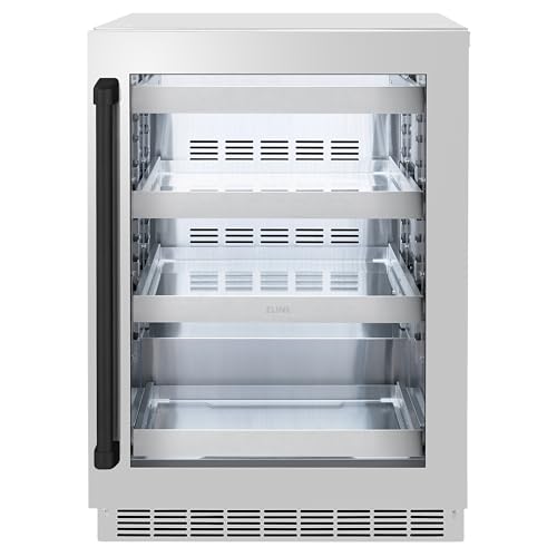 ZLINE Autograph Edition 24 in. Touchstone 151 Can Beverage Fridge With Stainless Steel Glass Door And Matte Black Handle (RBSOZ-GS-24-MB)