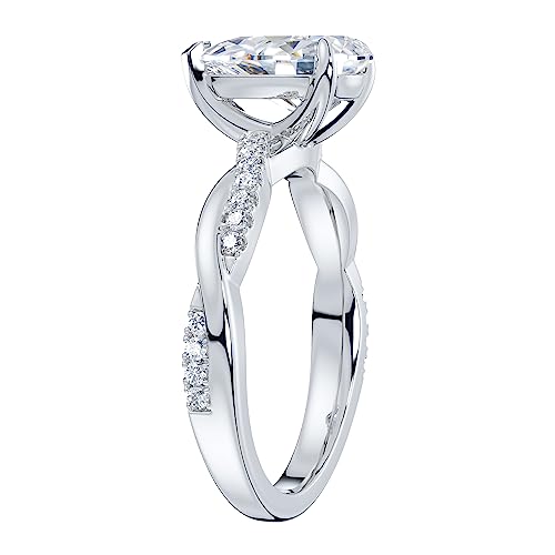 THELANDA Sterling Silver 4-Prong Petite Twisted Vine 2CT Teardrop Pear Shape Genuine Moissanite Engagement Ring Promise Bridal Ring4