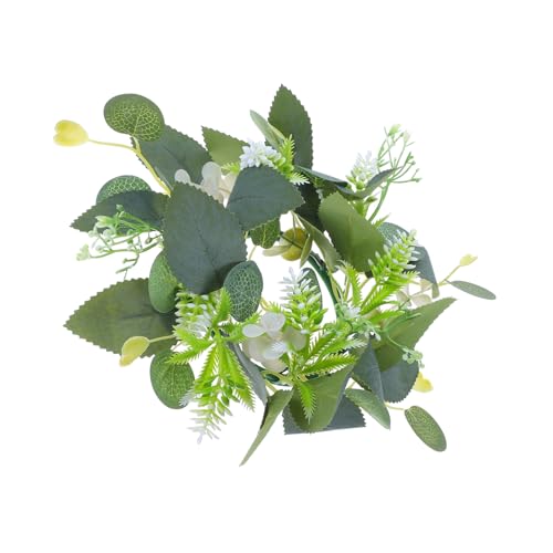 FUTUREORYY Guirnalda de Velas Artificiales de Velas de Boda de Flores Artificiales para Centro de Mesa Mini Coronas de Mesa Tela de Seda Green