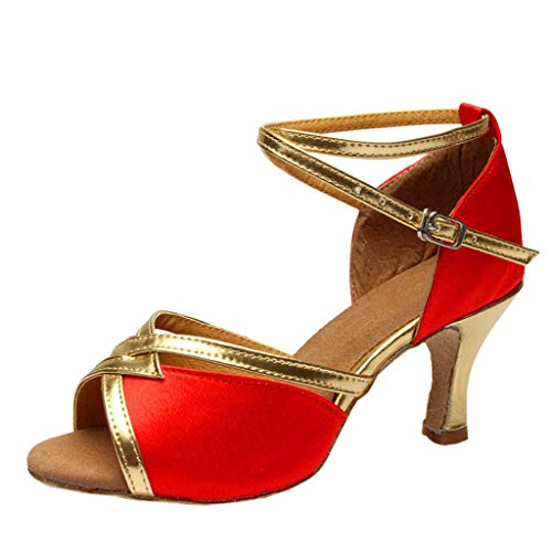 Womens Sandals, Women's Low-Heeled Dance Shoes Gold, Fashion Dressy Open-Toe Sandals Summer Latin Dance Shoes Hollowed Out Ankle Buckle Sandals