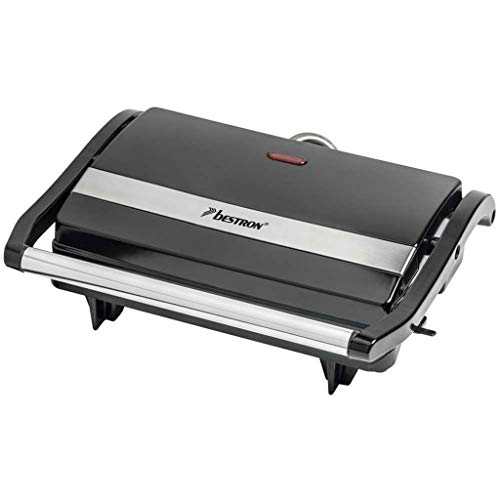Bestron Parrilla Sandwichera Panini Con Revestimiento Antiadherente, 700 W, Negro