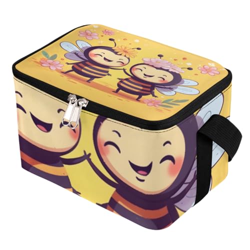 GzLeyigou Lunch Bags for Women Men 9 Cans,Bees Friends Hot & Cold Food Delivery Bag Insulated Grocery Bag Insulated Lunch Box Bees Cooler Bag for Office Work Picnic Beach